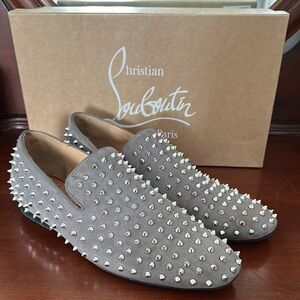 Christian Louboutin Gray Studded Men's Shoes